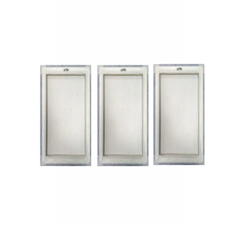 Back view of three rectangular gallery-wrapped canvas panels