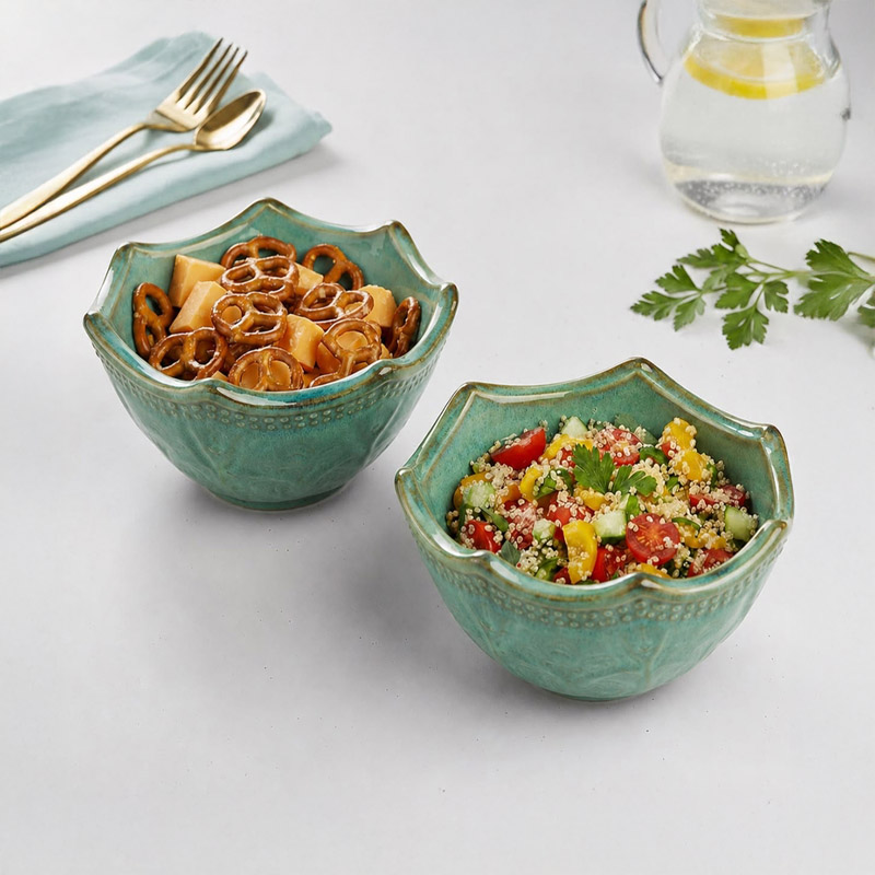 Lusso Ceramic Snack Bowl (500 mL Each) - Set of Two