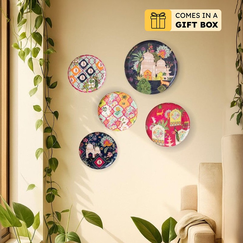 Enamel Wall Plates - Set Of Five