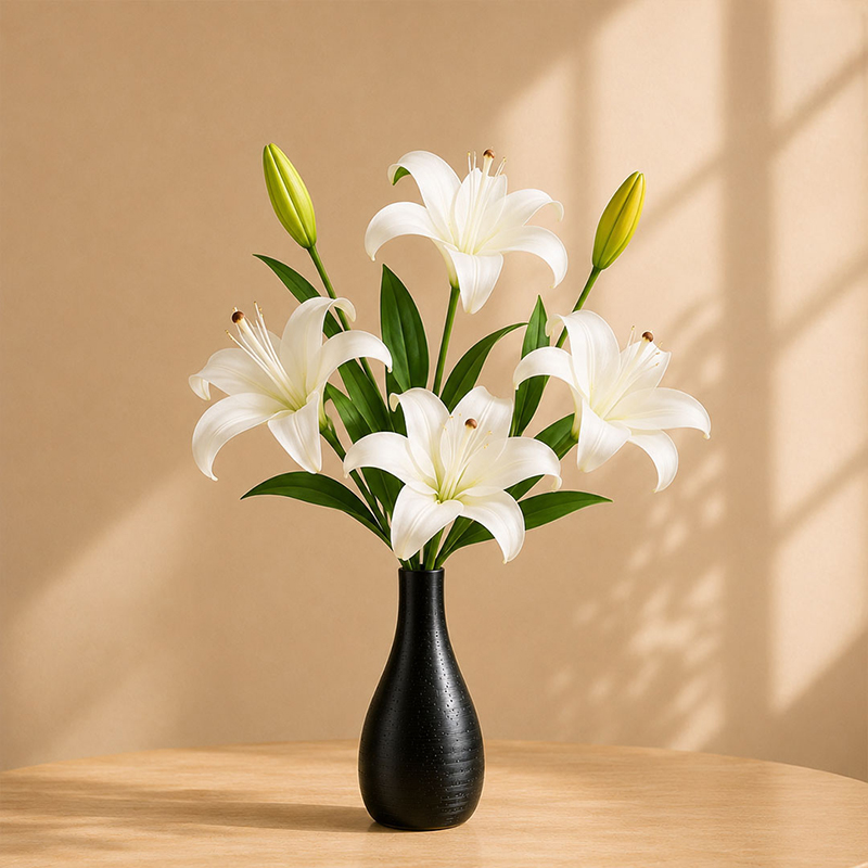 Lily Luxe Artificial Flower Stick (White) - Set of Two