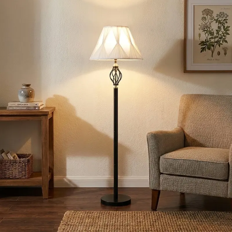 Diamond Pleat Cotton Floor Lamp