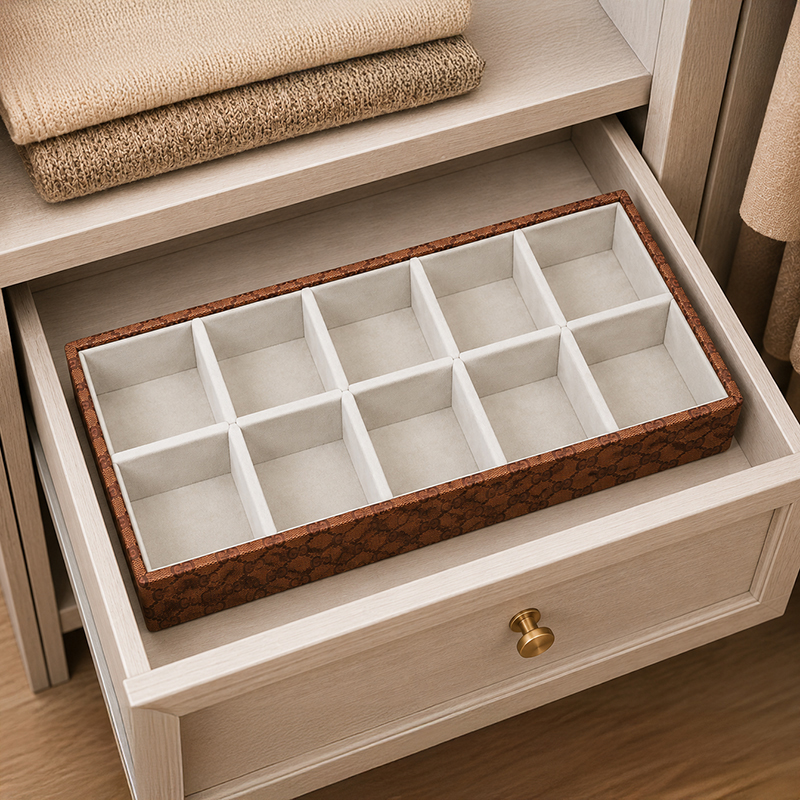 Cocoa Jewel Showcase MDF Storage Box - Brown