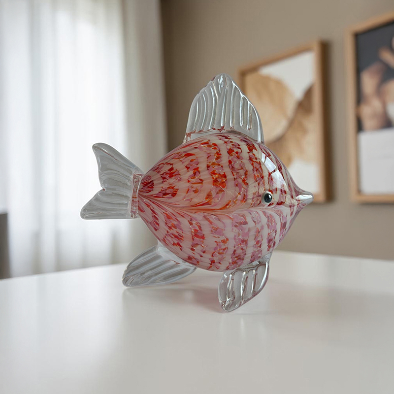 Fishy Glass Showpiece - Pink