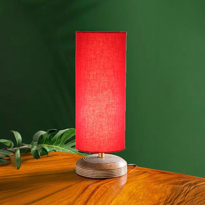 Savera Siera Fabric Table Lamp - Red,Brown