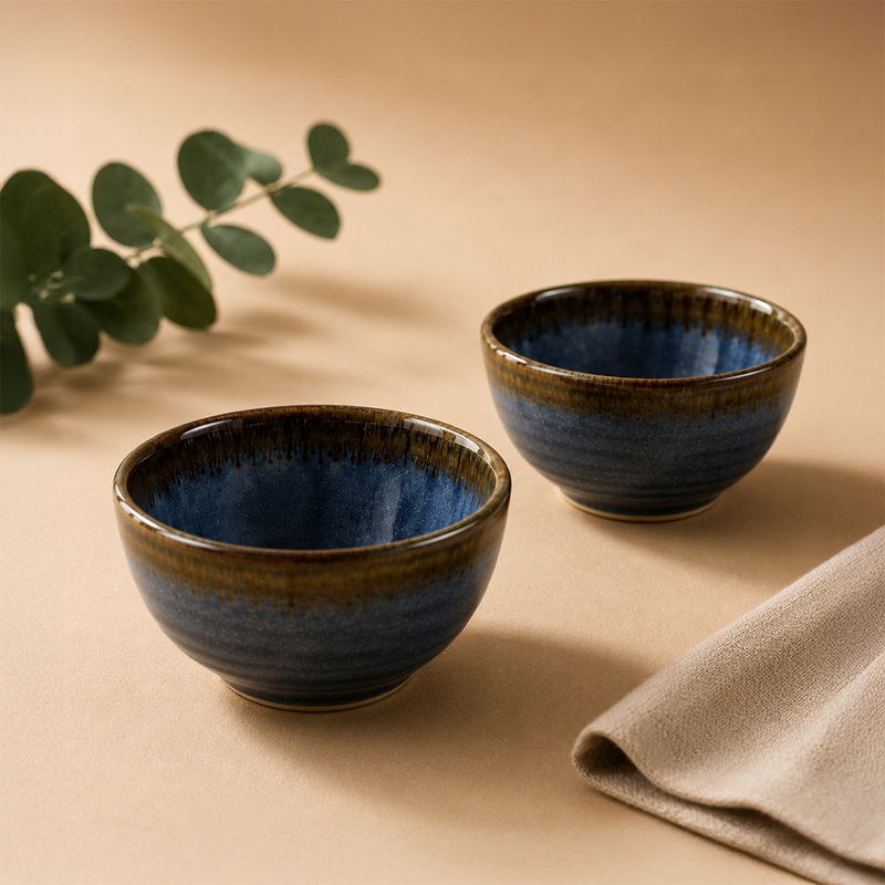 Celeste Snack Bowls (Blue,200 mL Each) - Set Of Two - 200 ML