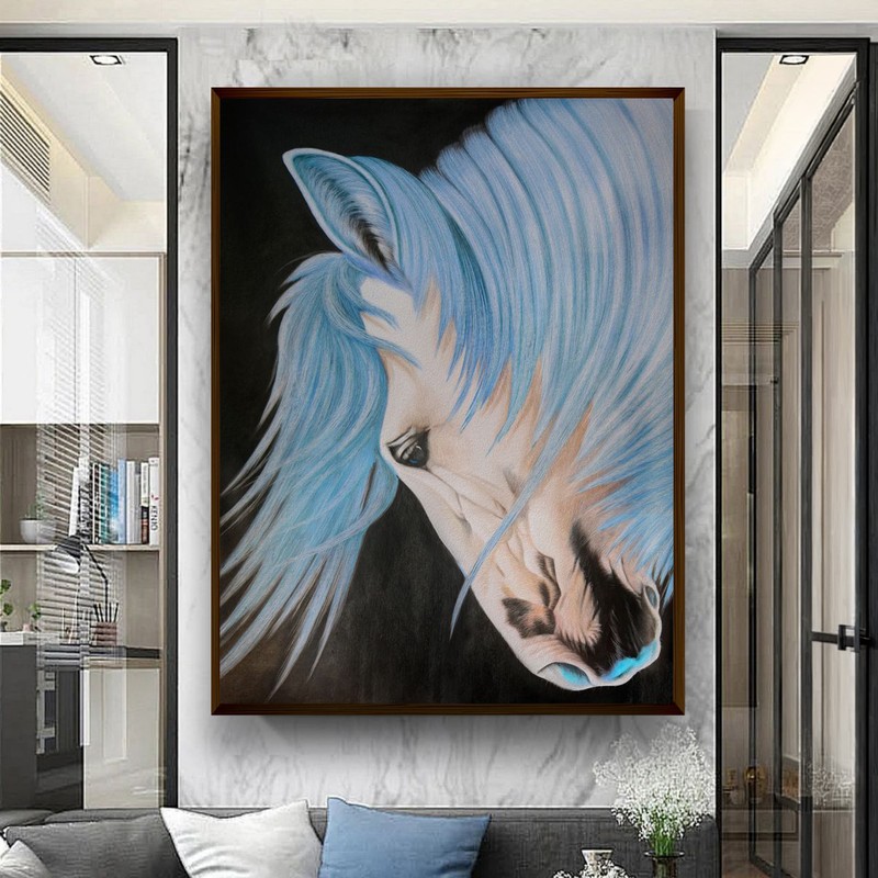 Cyanocoma Horse Canvas Wall Painting