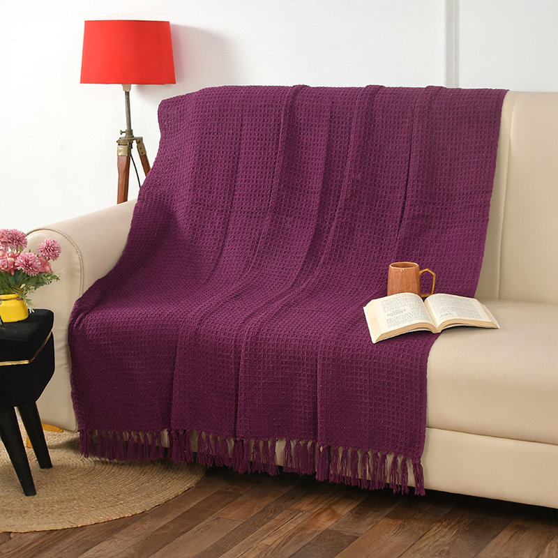 ComfortFlow Cotton Waffle Throws - Purple