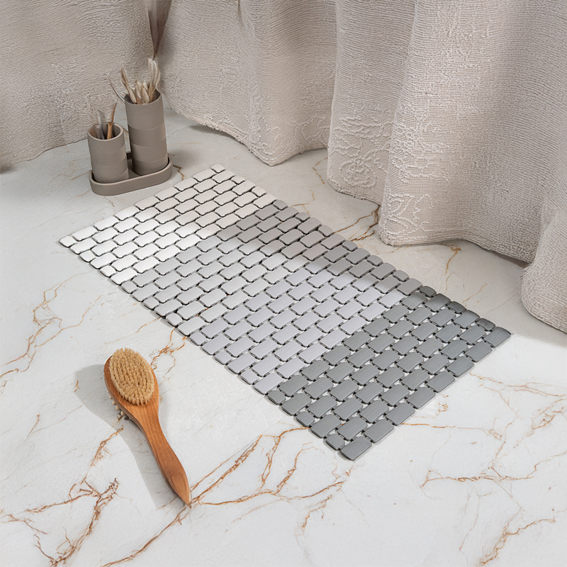 Blush Scale Serenity Anti Skid PVC Shower Mat - Dark Grey,White