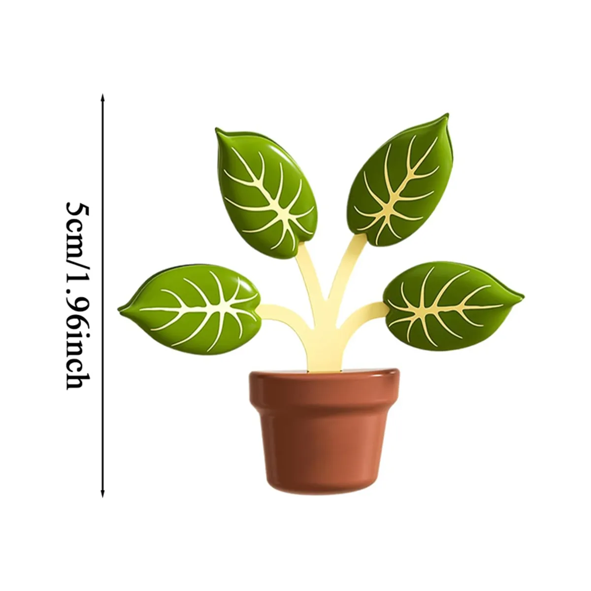 Plant-shaped clip holder shown with height marking beside it