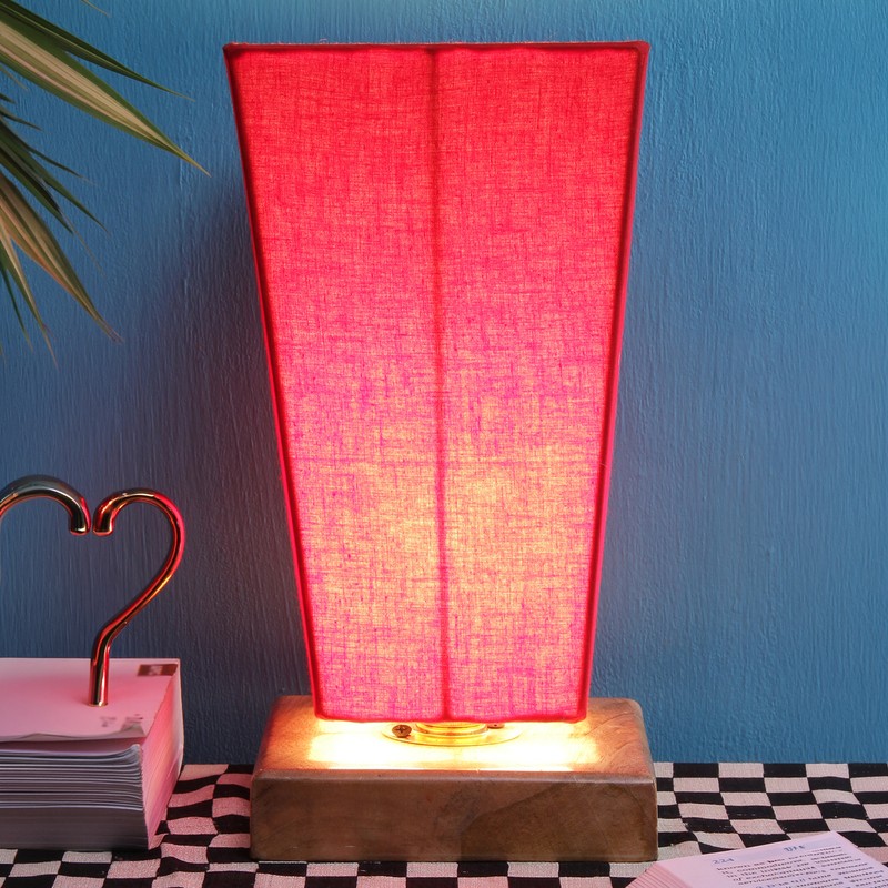Obconica Wooden Table Lamp - Red