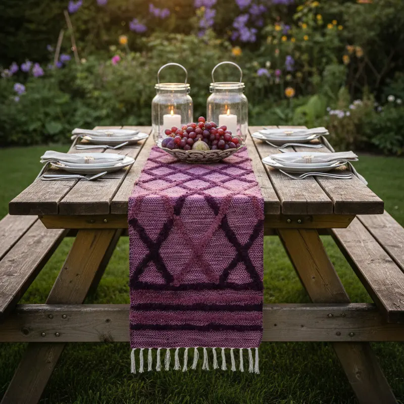 Table Trail Cotton Table Runner - Purple - 2 Seater