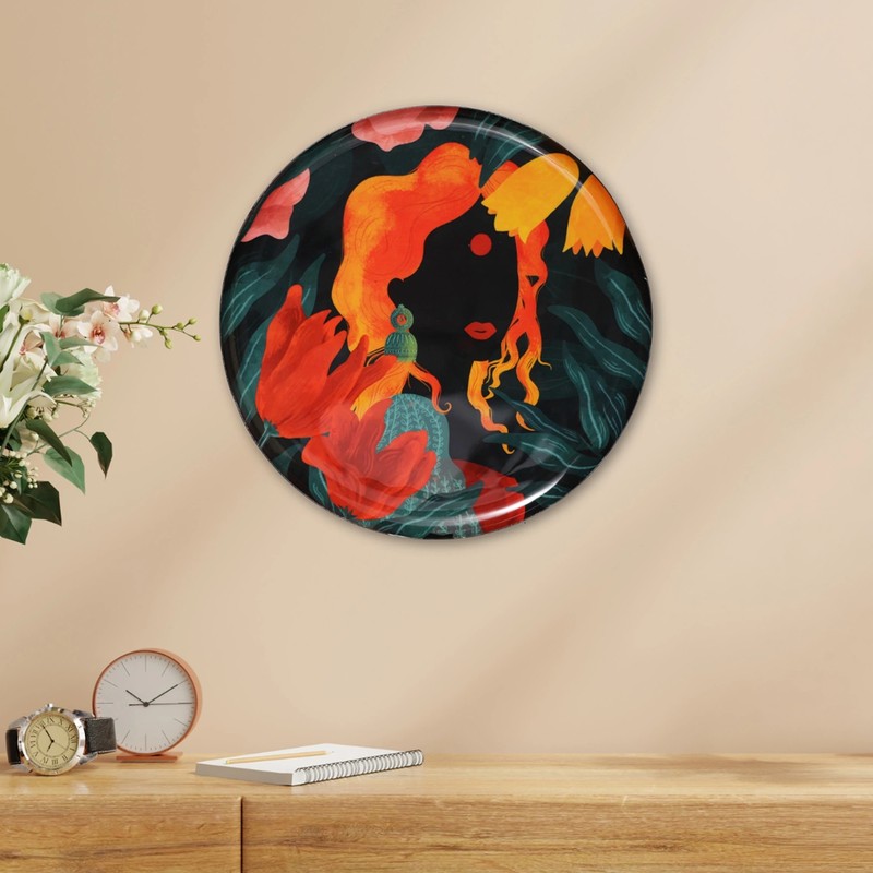 Ember Blossom Abstract Metal Wall Plate