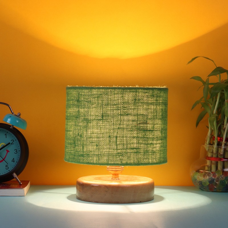 Verditer Wooden Table Lamp - Green