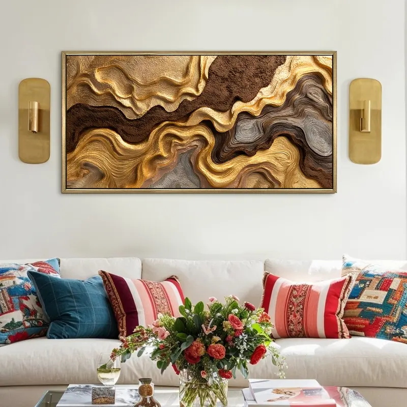 Molten Bronze Waves Canvas Wall Painting