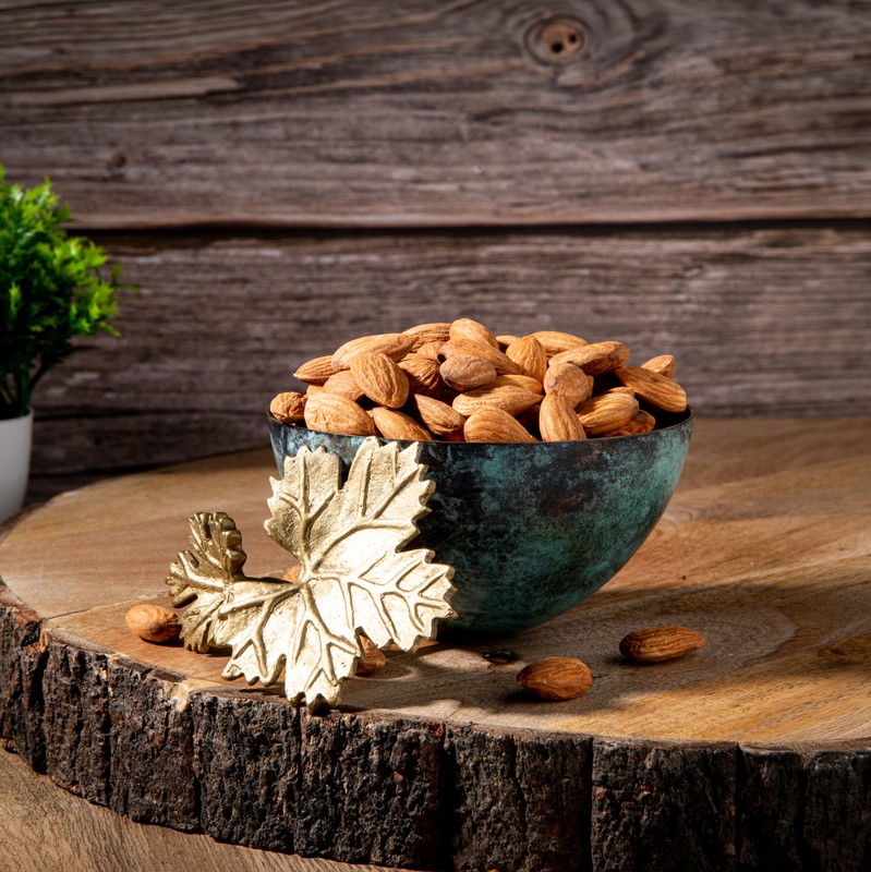 Verdant Leaf Brass Accent Bowl