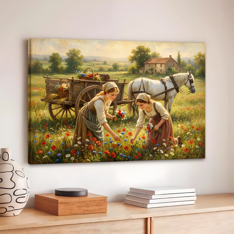 The Flower Cart Canvas Wall Art - 380 GSM