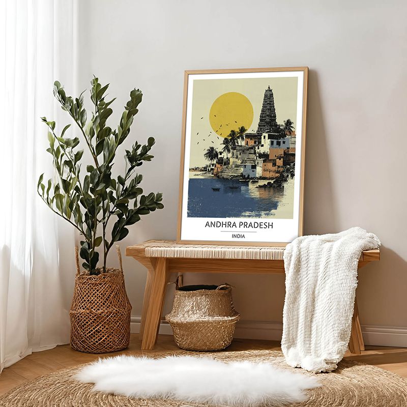 Kyoto Sunset Wall Art With Brown Frame - Small