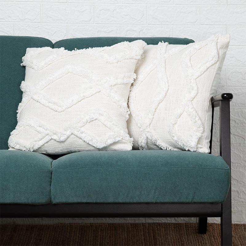 Pristine White Tufted Cushion Cover - Set Of Two