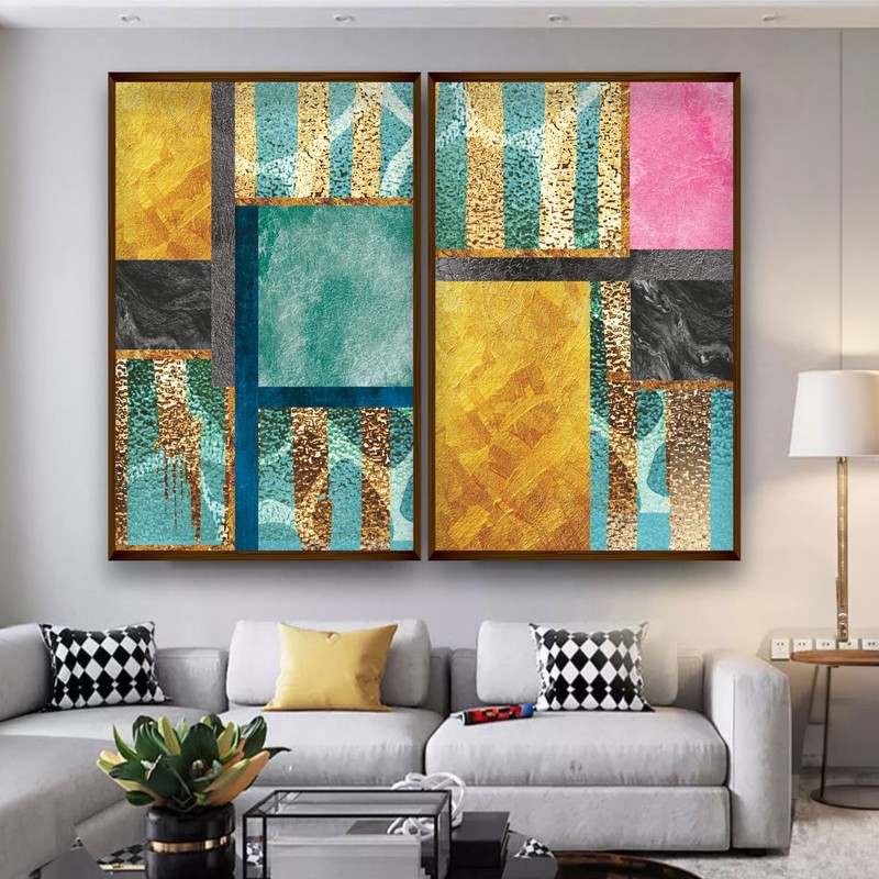 Gilded Teal Tapestry Canvas Wall Painting