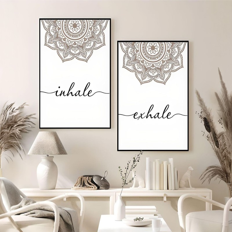 Floral Mandala Canvas Wall Painting - Set of Two - Small