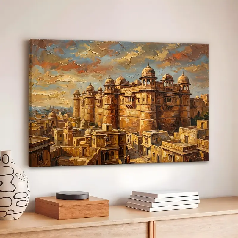 Majestic Desert Fort Canvas Wall Painting