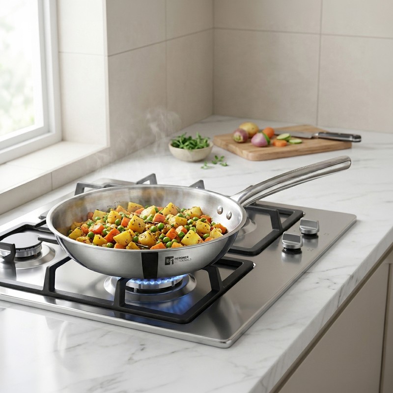 Bergner Stainless Steel Frying Pan - 20 CM