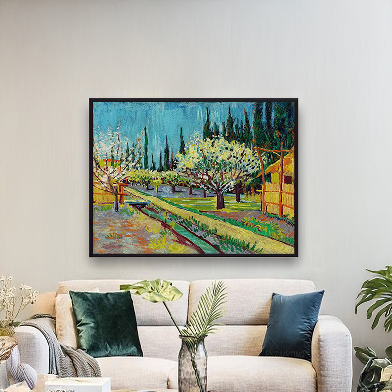 Orchard Blossoms in Spring Canvas Wall Painting With Frame - Small