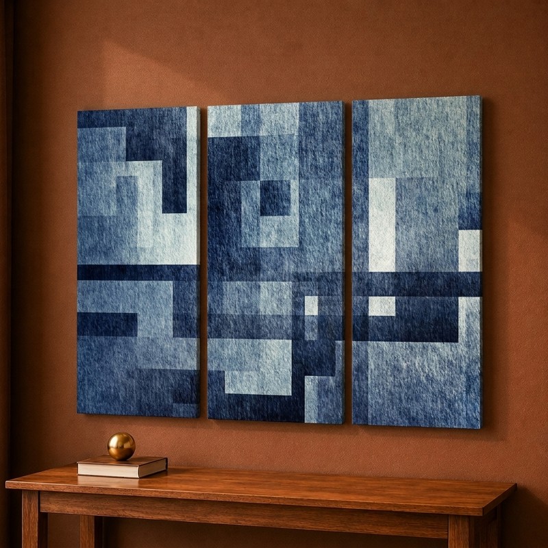 Indigo Geometry Canvas Wall Painting