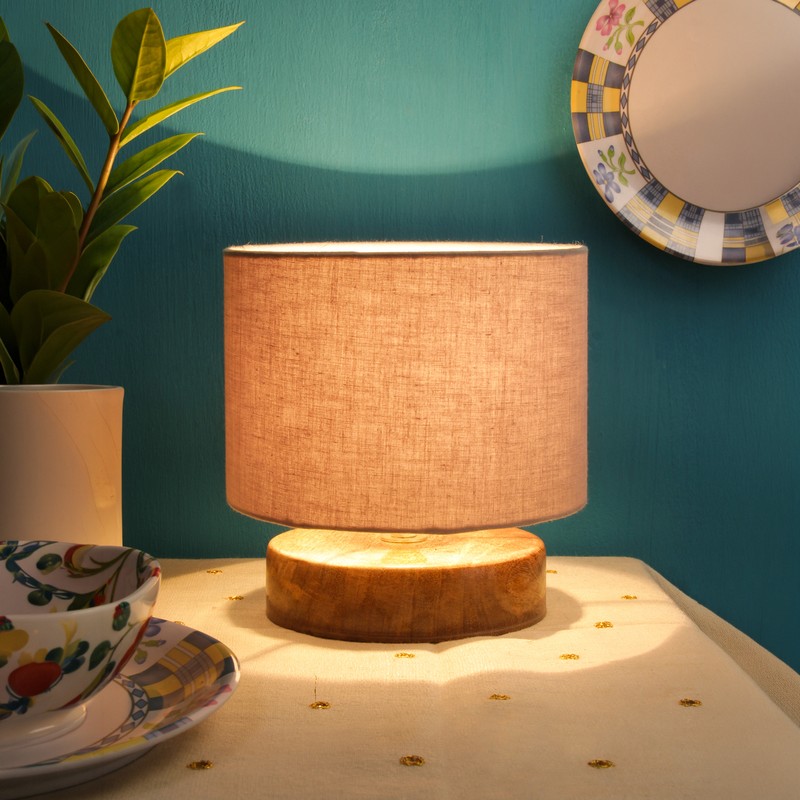 Caudex Wooden Table Lamp - Grey