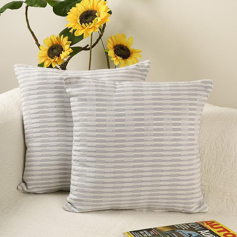 Niamh Cotton Cushion Cover (Grey) - Set Of Two