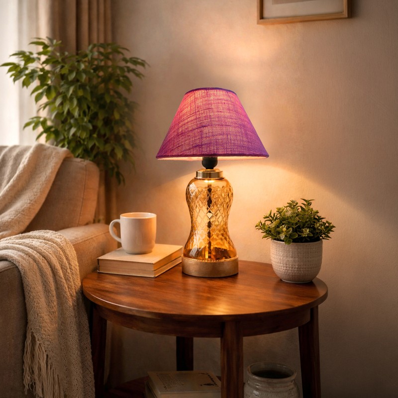 Corchorus Wooden Table Lamp - Pink