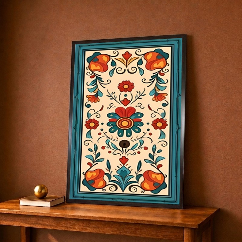 Folk Floral Canvas Wall Painting