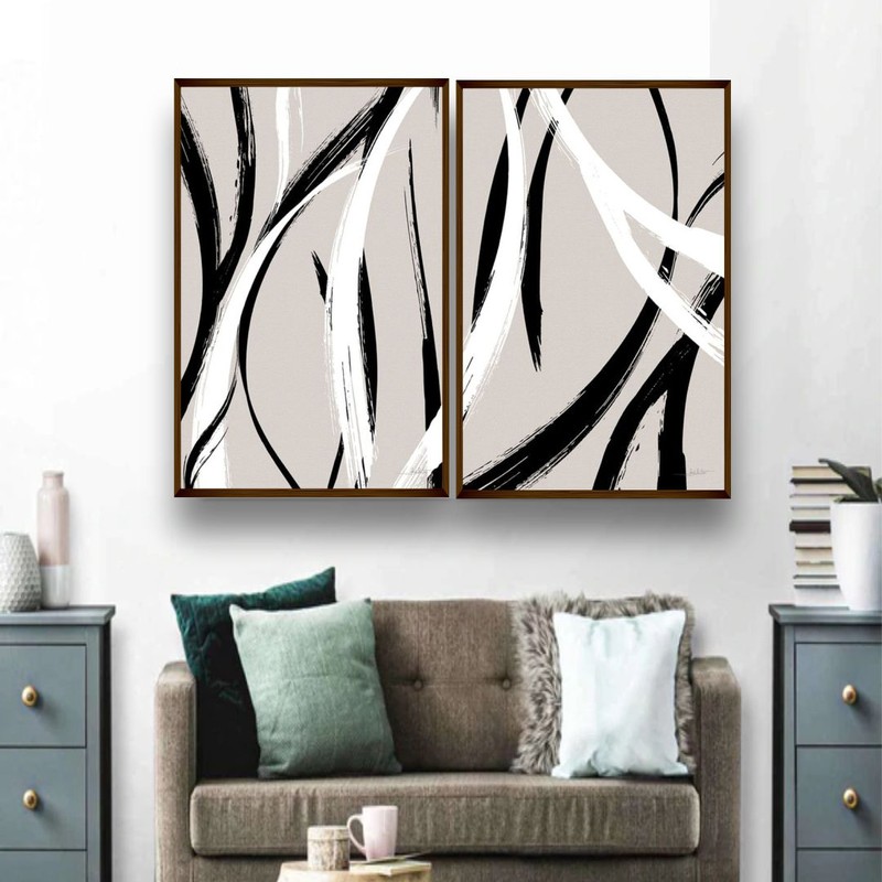 Fluid Contours Canvas Wall Painting - Set of Two