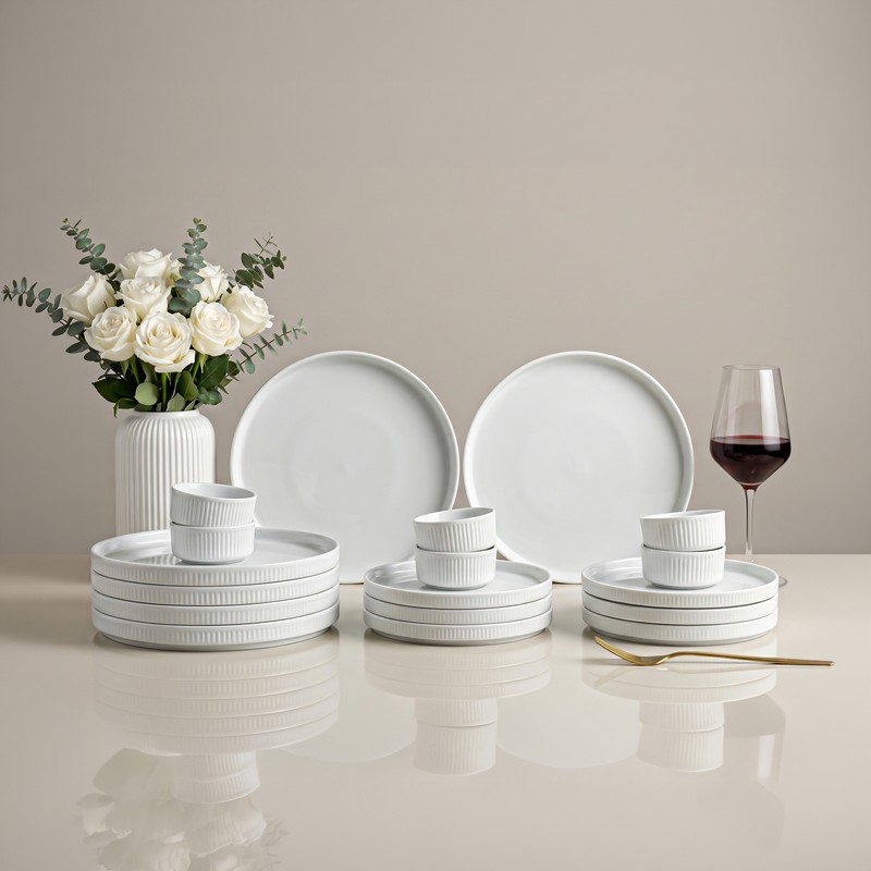 Ravenshire Porcelain Dinner Set (White) - 18 Piece Set