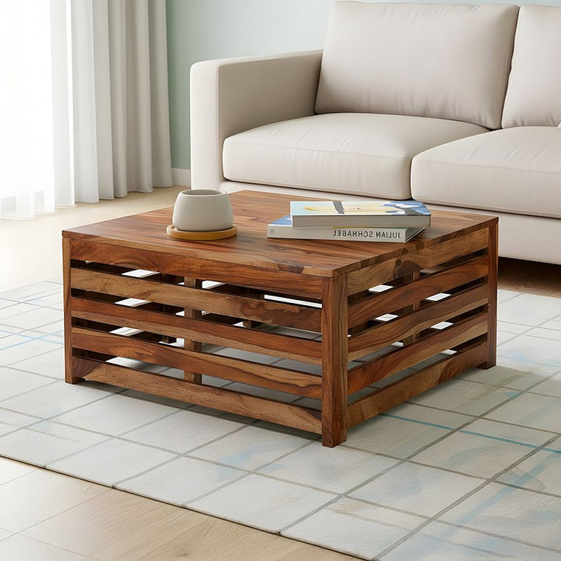 Qervon Sheesham Wooden Center Table - Brown