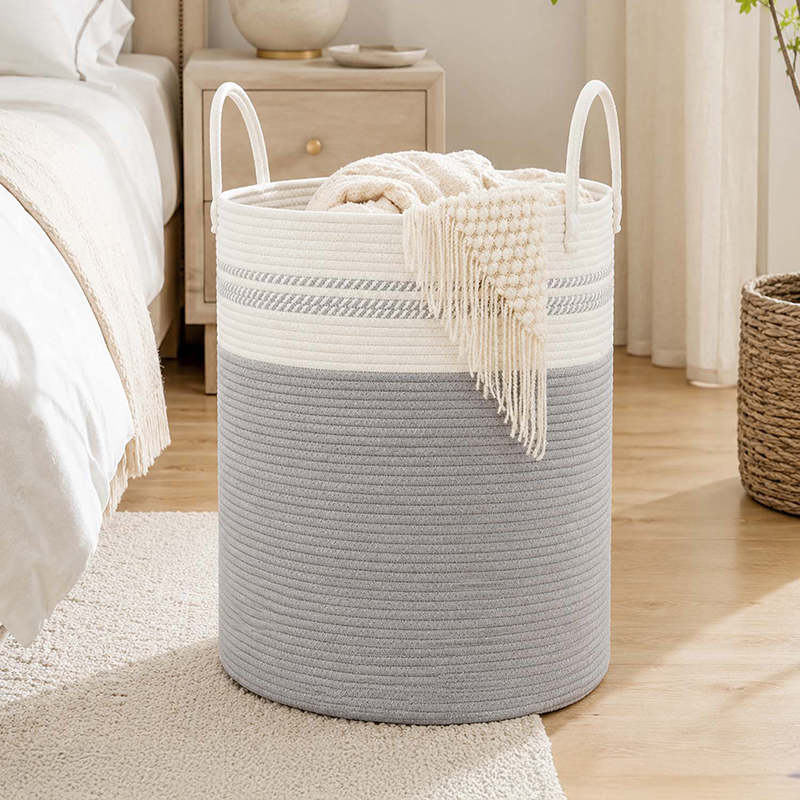 Tidy Nest Cotton Laundry Basket - Grey