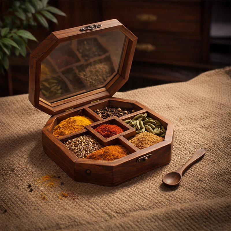 Earthgrain Wooden Masala Box