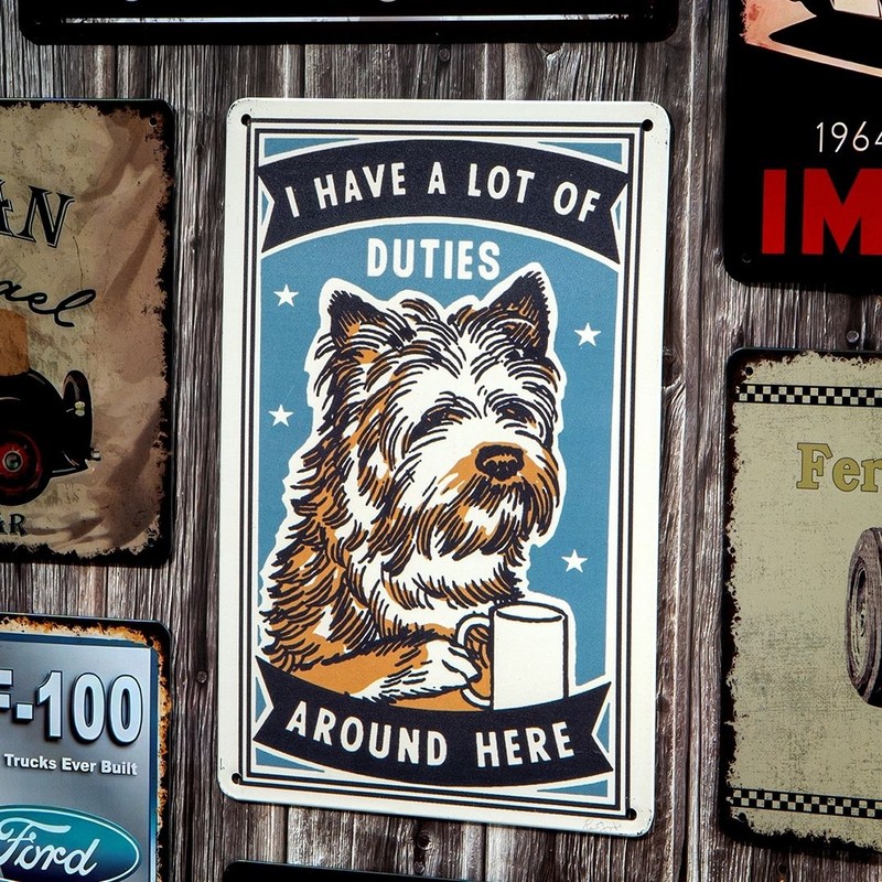 Dog Duties Metal Wall Accent