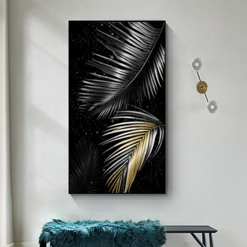 Noir Palm Canvas Wall Painting - Small