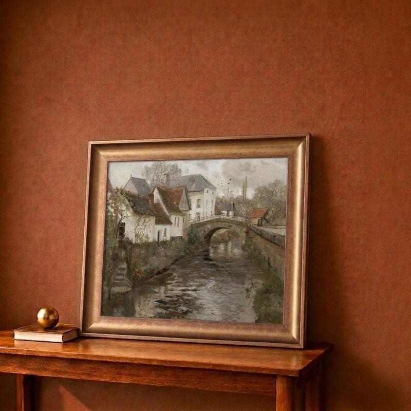 Village Bridge Canvas Wall Painting