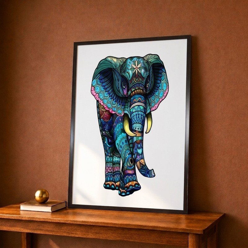Mosaic Elephant Canvas Wall Painting