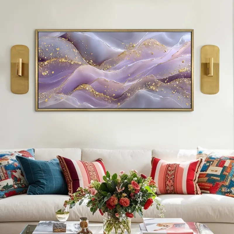 Lilac Gold Mist Canvas Wall Painting