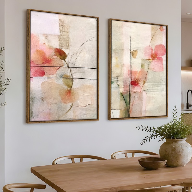 Blush Harmony Canvas Wall Paintings - Set of Two
