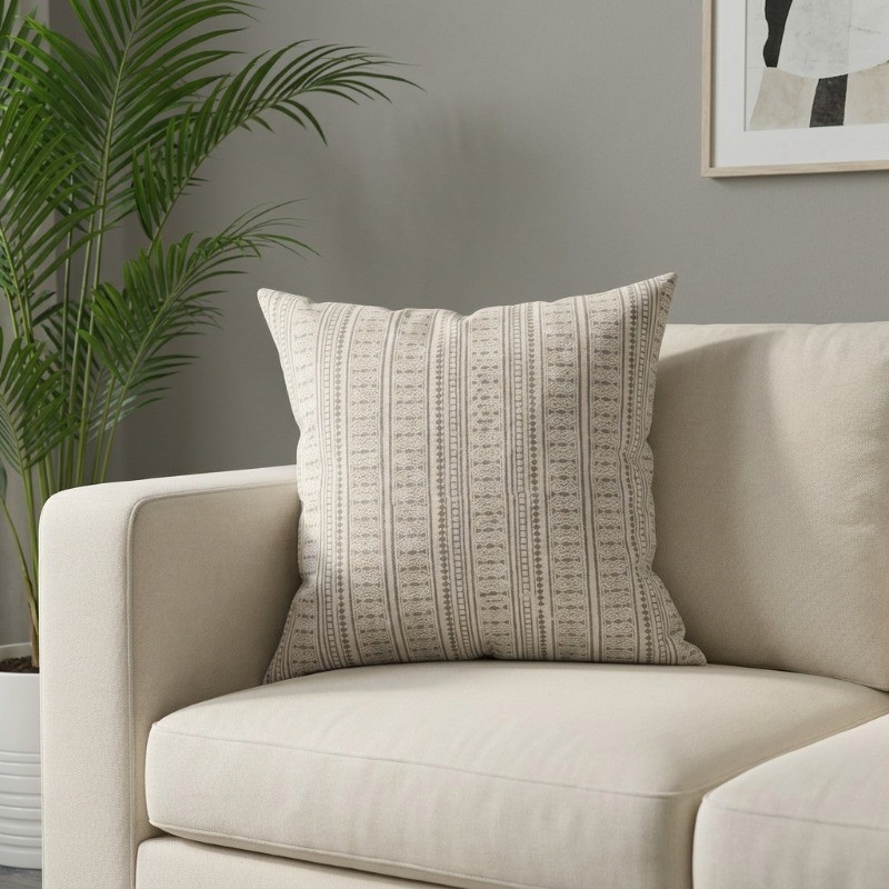 CubeTone Printed Cotton Cushion Cover - Grey