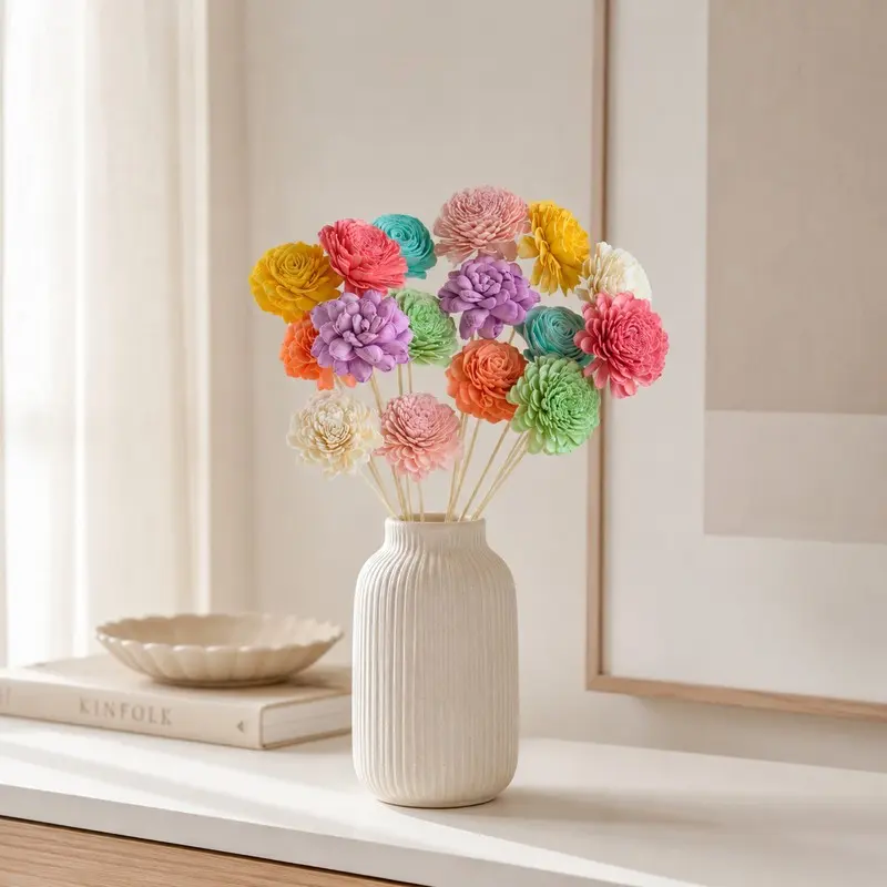 Pastel Bloom Harmony Sola Wood Artificial Flower Sticks - Set of Sixteen