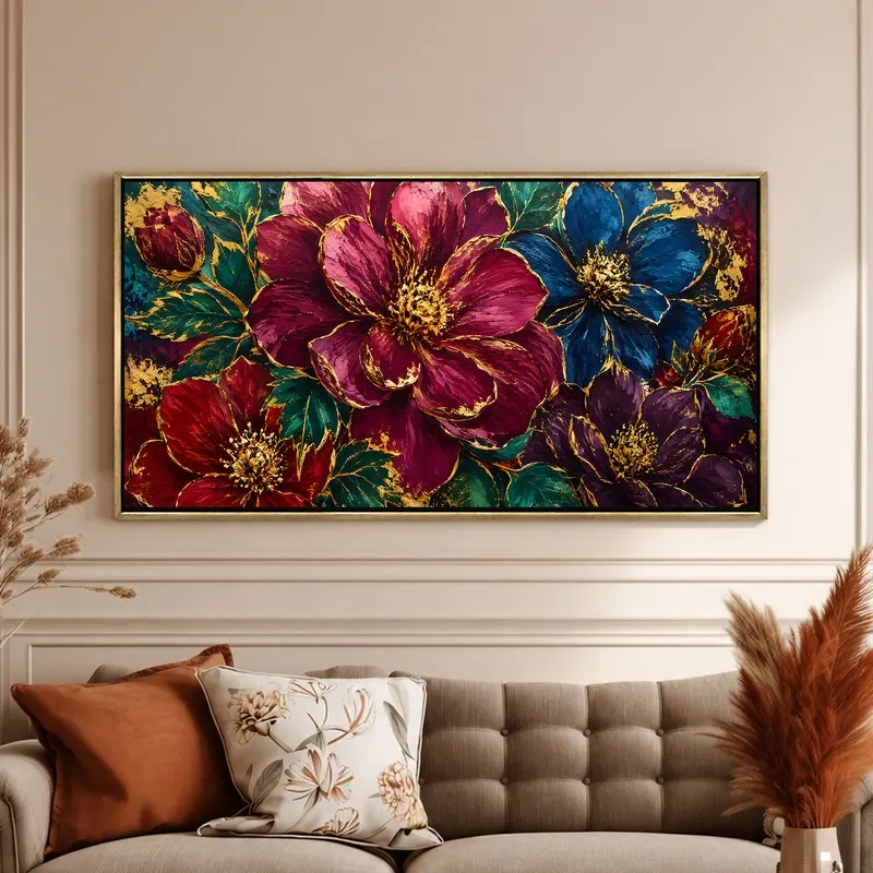 Jewel Tone Floral Fantasy Canvas Wall Painting
