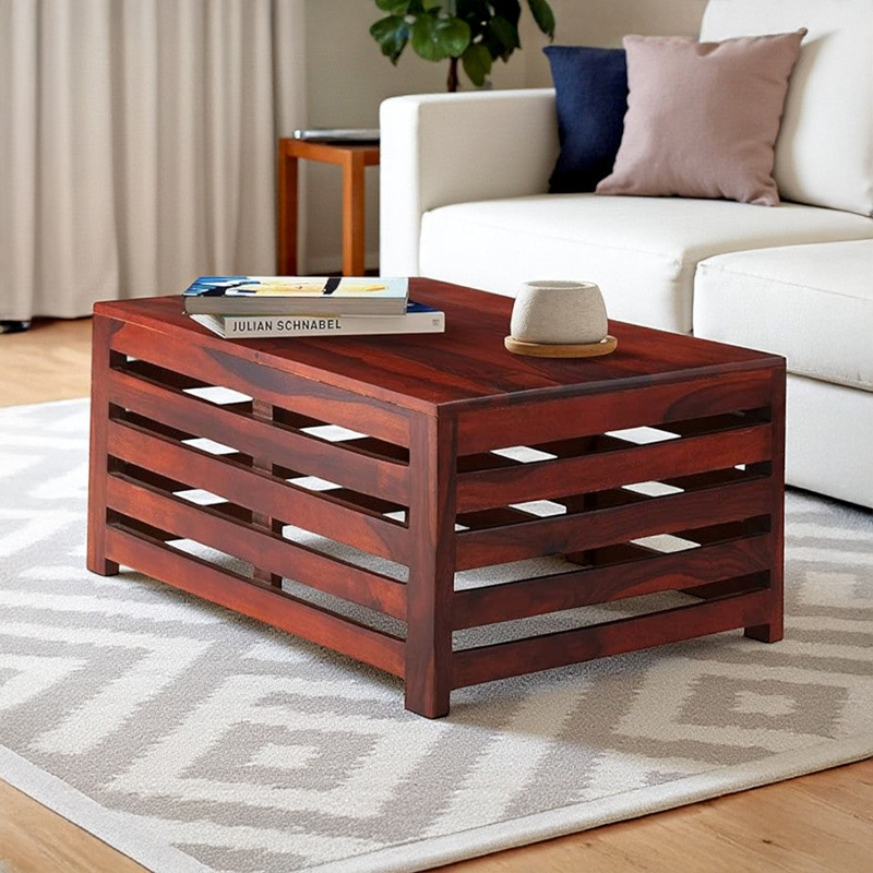 Cenrox Sheesham Wooden Center Table - Rich Brown