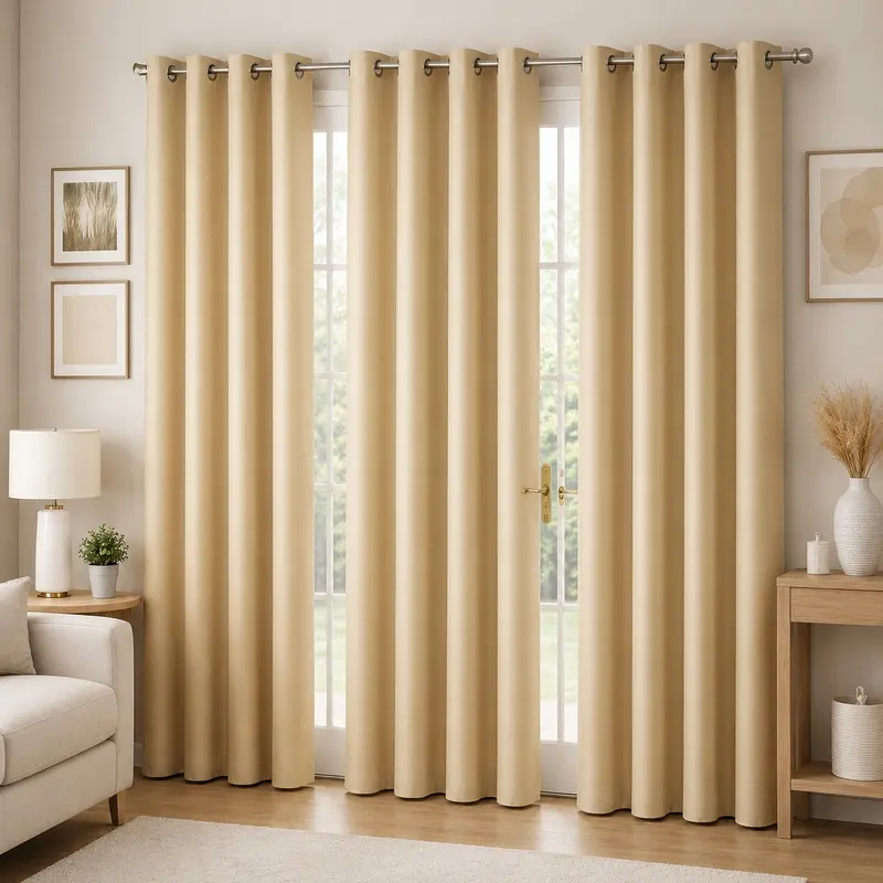 Form Fit Velvet Curtain (Beige) - Set of Three