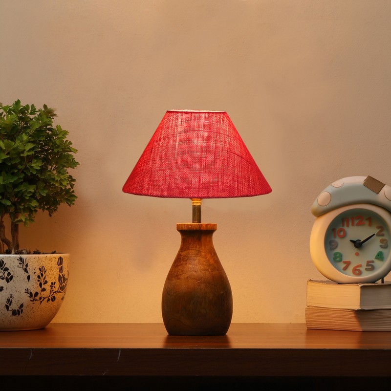 Pithos Wooden Table Lamp - Pink