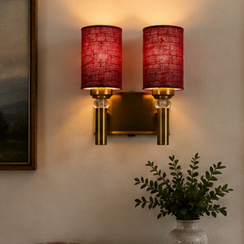 Aurelle Twin Jute Wall Lamp - Dark Pink